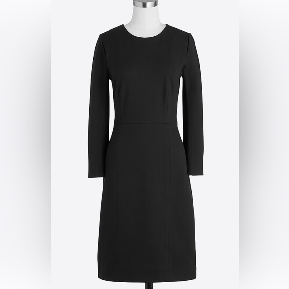 J Crew Zip Pont Charcoal Gray Sheath Dress Round Neck Size 6 Exposed Back Zipper
